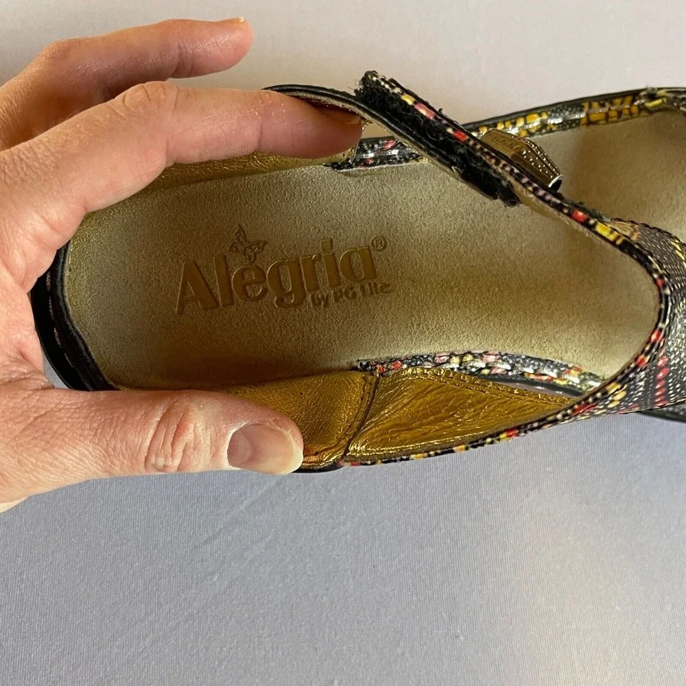 Alegria Lara Kenya Womens 38 / 8-8.5 Leather Adjustable Comfort‎ Wedge Sandals
